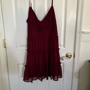 Trixxi Deep Red Polka Dot Dress
